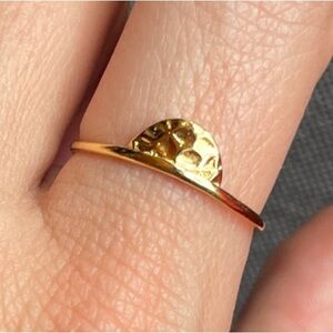 24k gold vermeil hammered half moon ring, adjustable